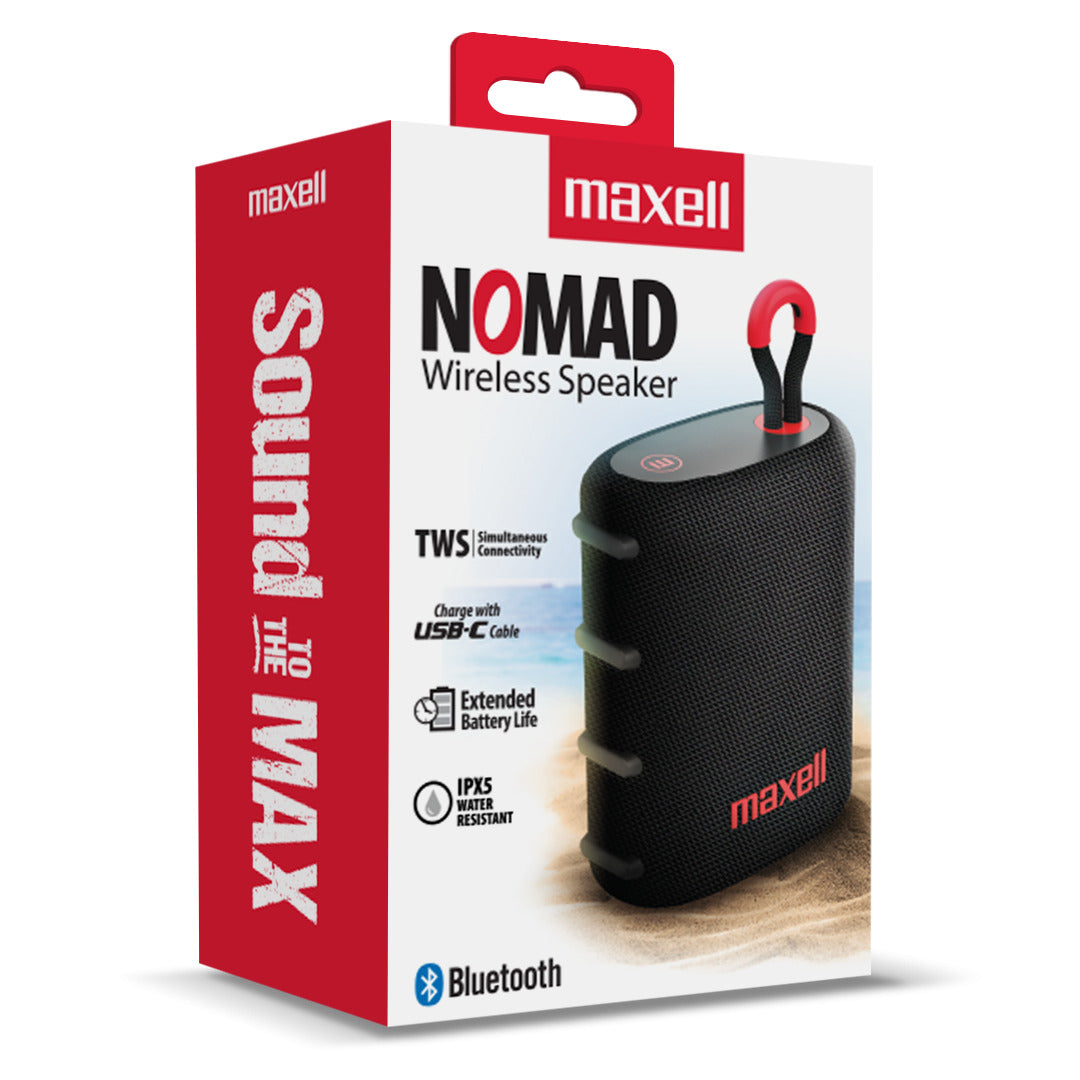 Parlante Bluetooth Portátil Maxell Nomad Tws 15 Hr Ipx5 Negro