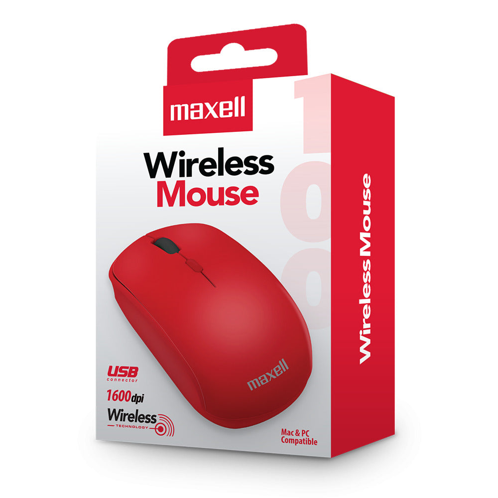 Mouse Inalámbrico Maxell 1600 DPI MOWL-100 Rojo