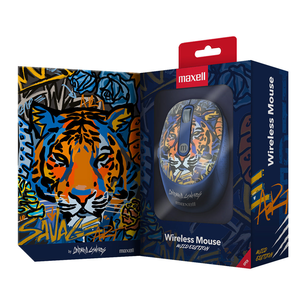 Mouse Inalámbrico Maxell Diseño Wild 4000dpi Usb/usb-c Tigre