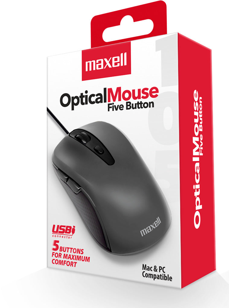 Mouse Óptico Maxell 5 Botones MOWR-105 Gris