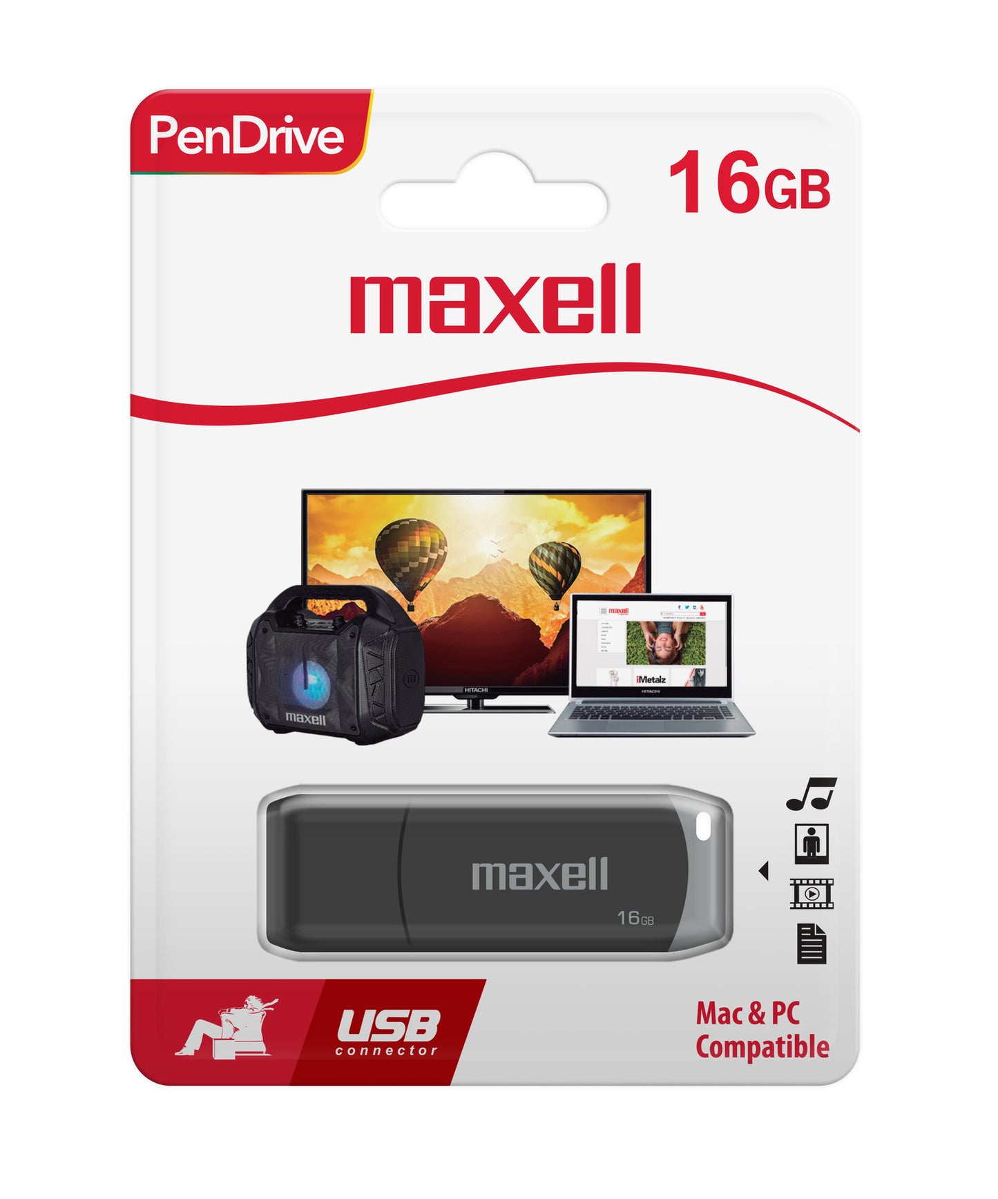 Pendrive Maxell USBPD 16GB 2.0 Gris