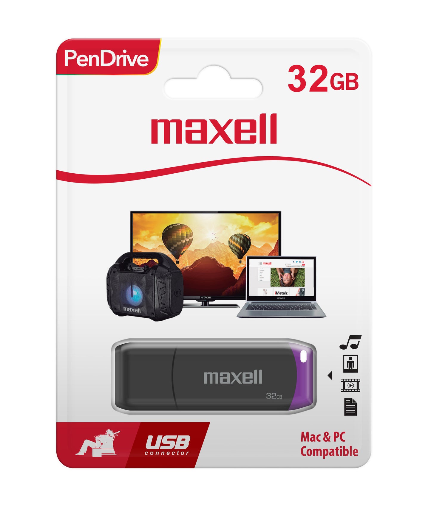 Pendrive Maxell USBPD 32GB 2.0 Morado