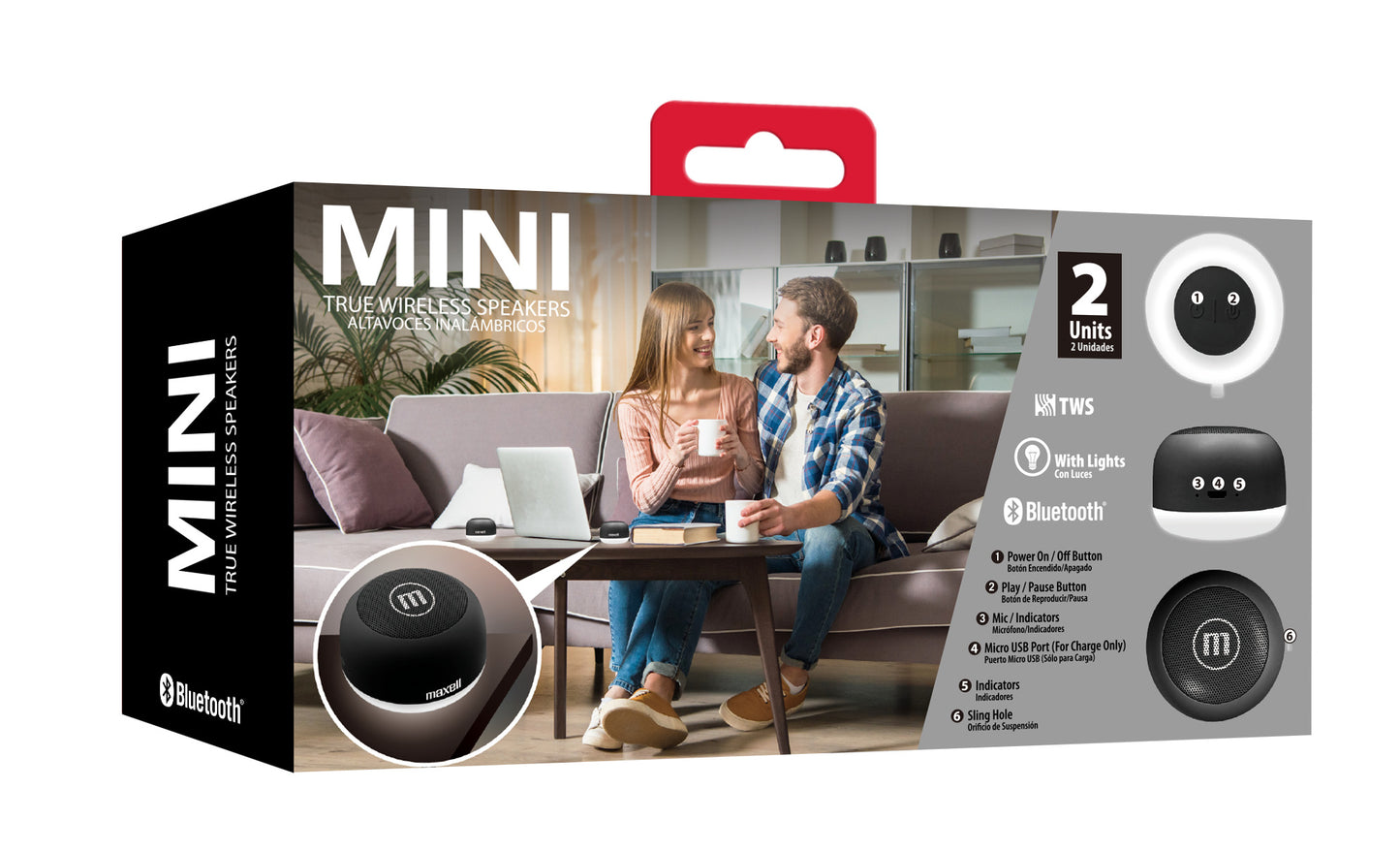 Parlantes Maxell Mini Tws Bluetooth Con Iluminación Led