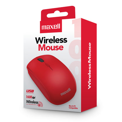 Mouse Inalámbrico Maxell 1600 DPI MOWL-100 Rojo
