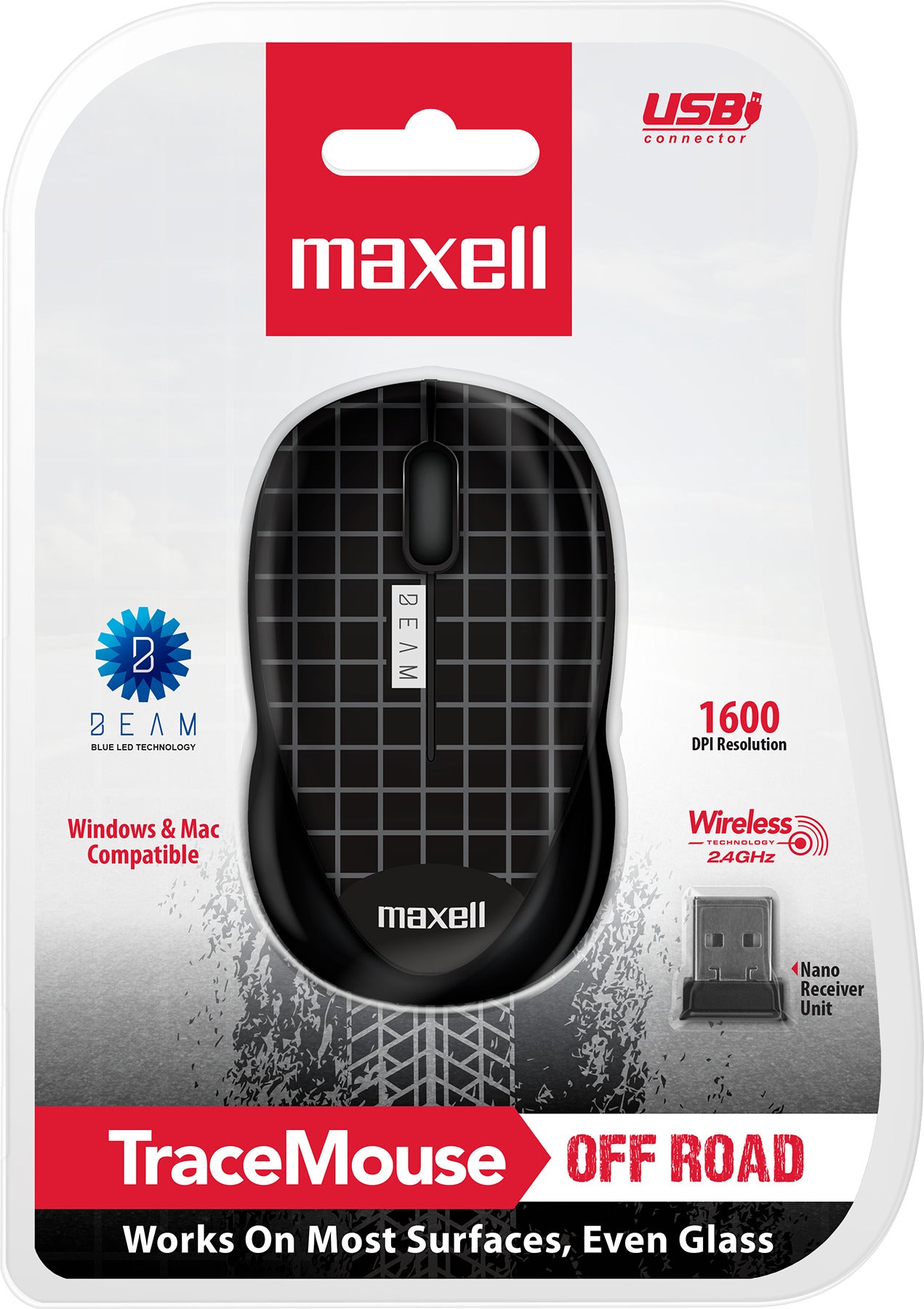 Mouse Óptico Inalámbrico Maxell Trace 1600 Dpi 2.4ghz Negro