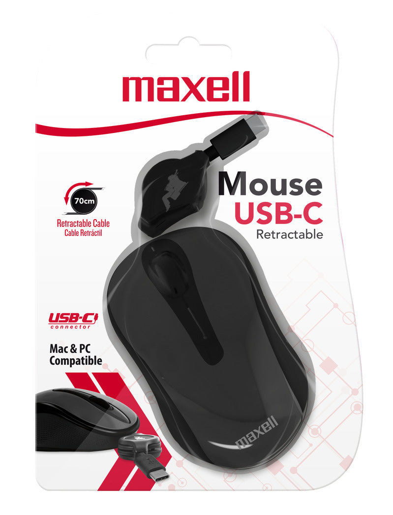 Mouse Retráctil Maxell Tipo C 1200Dpi