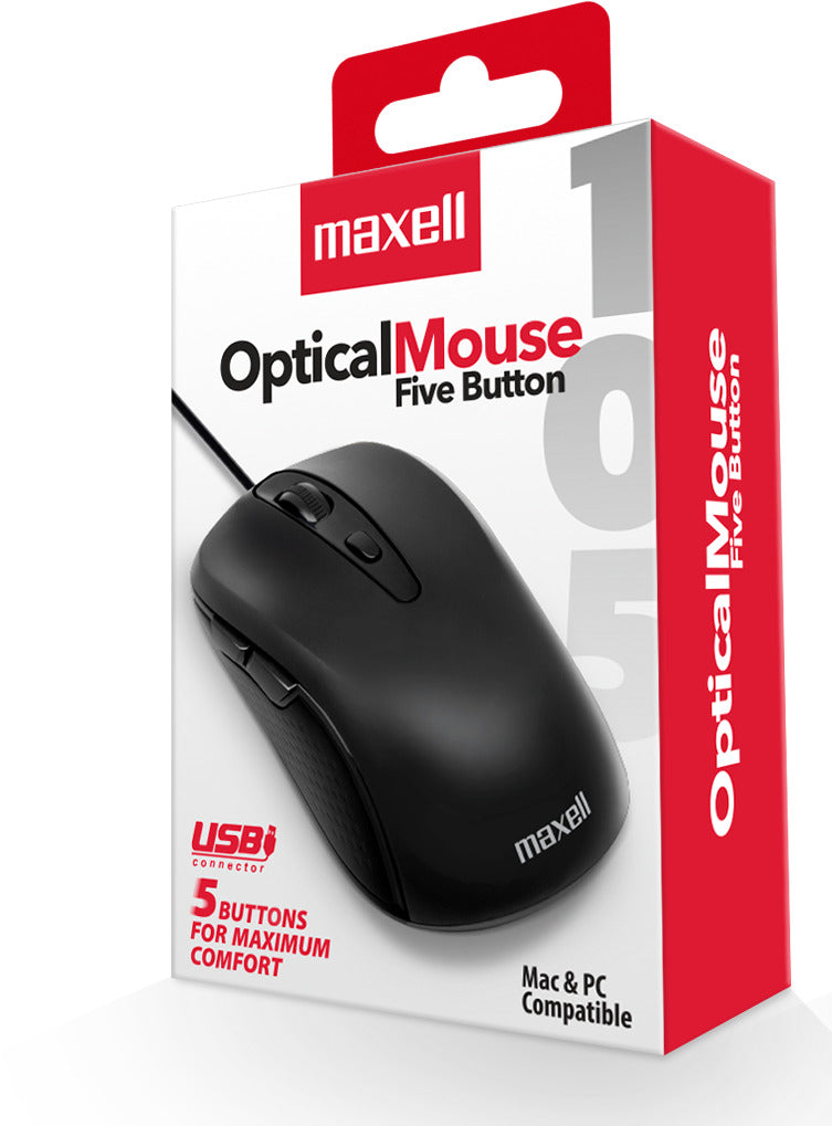 Mouse Óptico Maxell 5 Botones MOWR-105 Negro